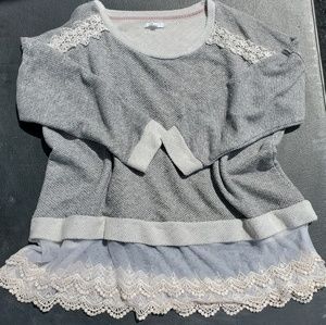 Grey Sweatshirt w Lace Details